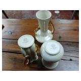 Pearl Brand China Co. Hand decorated Made in USA  22 Carat Gold Plated trim  3 pc lot  Gorgeous opalescence