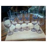 10 Piece Vintage Lot of Colorful Wine Glasses  Purple and Rose