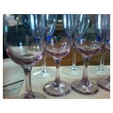 10 Piece Vintage Lot of Colorful Wine Glasses  Purple and Rose
