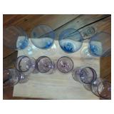 10 Piece Vintage Lot of Colorful Wine Glasses  Purple and Rose