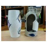 Hand crafted pottery double candle holder and ceramic vase (8 inches)