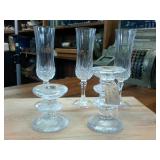 Made in Finland Glass Candle holders plus 3 nice fluted wine glasses (8.5 inches tall)
