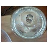 Vintage Lead Crystal plate (8 inches) and etched glass lidded sugar bowl (3.5 inches)