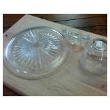 Vintage Lead Crystal plate (8 inches) and etched glass lidded sugar bowl (3.5 inches)
