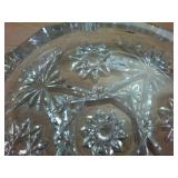 Vintage Lead Crystal Candy Dish with Rose Lid (4 inches) and Very Very Heavy thick Lead Crystal Serving Platter (8 inches)