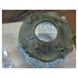 Vintage Lead Crystal Candy Dish with Rose Lid (4 inches) and Very Very Heavy thick Lead Crystal Serving Platter (8 inches)