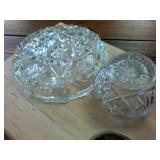 Vintage Lead Crystal Candy Dish with Rose Lid (4 inches) and Very Very Heavy thick Lead Crystal Serving Platter (8 inches)