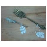 Ugo Bellini Italian Serving fork and twisted handle butter knife silve plate by Holmes and Edwards