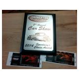 Princeton Speedway Winners plaque and ticket stubs