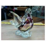 Heavy Glass Crystal Bird Paper Weight  Vintage
