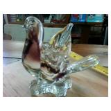 Heavy Glass Crystal Bird Paper Weight  Vintage