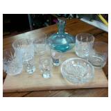 Nice collection of glass  ashtray -shotglass  blue vase