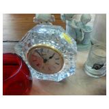 Collection of glass and cany thermometer  Red Glass  ceramic coffee mug  figurines  Crystal Clock  Redwing Brand Pottery!