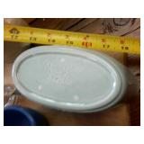 Collection of glass and cany thermometer  Red Glass  ceramic coffee mug  figurines  Crystal Clock  Redwing Brand Pottery!