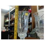 Massive thick crystal candle holders 1 foot tall!