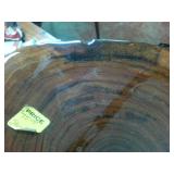 Real Wood Crafted Stool Thick Slab Seat heavily lacquered with faux gemstone inlay 15 inches wide and tall