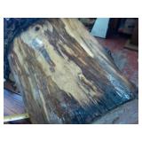 Real Wood Crafted Stool Thick Slab Seat heavily lacquered with faux gemstone inlay 15 inches wide and tall