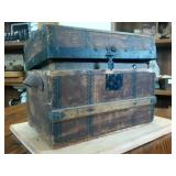 Vintage wooden miniature Steamer Trunk
