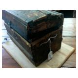 Vintage wooden miniature Steamer Trunk
