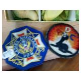 Basket Mash up of stuff  Gold Bond Shoe horn  medals patches castenets Vintage belt buckle with carry case