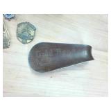 Basket Mash up of stuff  Gold Bond Shoe horn  medals patches castenets Vintage belt buckle with carry case