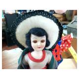 Tridoll Lot  Paper mache clown  pin cushion in original packaging  Eye closing woman
