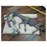 Chineese Farmer and Mule Solid Metal Wall Hangers