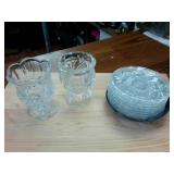 Heavy Cut Class Vessels and Several small glass plates