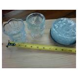 Heavy Cut Class Vessels and Several small glass plates