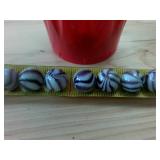 Couple Dozen Vintage Glass Marbles  with Stripe Design