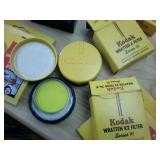 Large Lot of Vintage Kodak Kodachrome  Filters  Slide Mounts  Kodapod adapter  prepaid mailer for film processing  daylight filter  (box only)