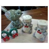 Vintage Porcelain Figurines Lot  Bear Salt and Pepper Shakers