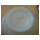 Fire King Bowl  Wooden Bowl and Silver Plated metal