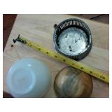 Fire King Bowl  Wooden Bowl and Silver Plated metal
