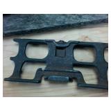 Lot of interesting vintage items  wall art  pencil shaperner body  level iron  cast iron hole punch