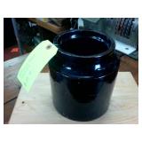 8 inch tall 5 inch diameter Vintage Stoneware Brown Glazed Pot