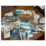 Vintage Greeting Cards And Postcards from early 1900s onward  many are blank  includes vintage carrying box