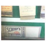 Framed Vintage Dairy Themed Matchbook Collection  Very Rare  Portis Straws  Bowman Dairy  Wilkersons  Northland Ice cream  Dutch Maid