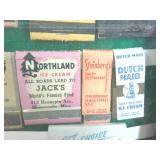 Framed Vintage Dairy Themed Matchbook Collection  Very Rare  Portis Straws  Bowman Dairy  Wilkersons  Northland Ice cream  Dutch Maid