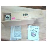 Bacardi Domino Set in wooden box and Jim Beam Card holder