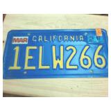 Embossed California License Plate from 1987