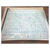 Vintage Best Roads of North Dakota  self rolling scroll in hangable metal case  Pathfinder auto map company -