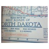 Vintage Best Roads of North Dakota  self rolling scroll in hangable metal case  Pathfinder auto map company -