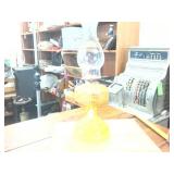 18 inch tall Beautiful Orangish Glass oil lamp