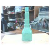 VERY RARE  Circa 1920s Vintage Liquor Flask -  Milk green glass  1cent liquor tax stamp  Mohawk Liqueurs (empty)