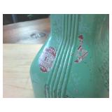 VERY RARE  Circa 1920s Vintage Liquor Flask -  Milk green glass  1cent liquor tax stamp  Mohawk Liqueurs (empty)