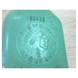 VERY RARE  Circa 1920s Vintage Liquor Flask -  Milk green glass  1cent liquor tax stamp  Mohawk Liqueurs (empty)