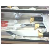 Lustrex Handled Shaaarp Knives  Vintage Regent Sheffield High Carbon Hollow Ground  24 karat Gold Plated Complete Set