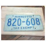 Minnesota No Year Tax Exempt Embossed License Plate