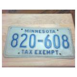 Minnesota No Year Tax Exempt Embossed License Plate